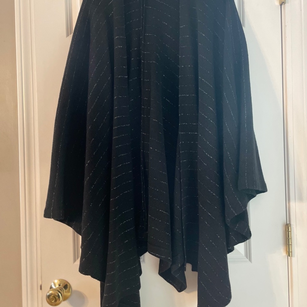 Lane Bryant black sparkle striped poncho
